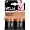 (1 Confezione) Duracell Simply Batterie 4pz Stilo LR6 MN1500 AA