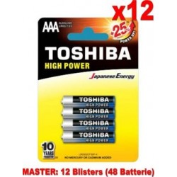 (12 Confezioni) Toshiba Batterie 4pz MiniStilo LR03GCP BP-4 AAA Alcaline