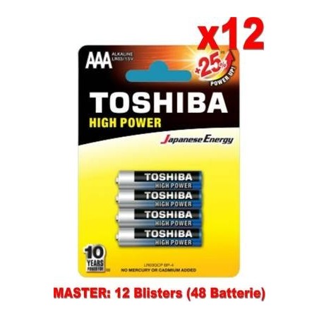 (12 Confezioni) Toshiba Batterie 4pz MiniStilo LR03GCP BP-4 AAA Alcaline