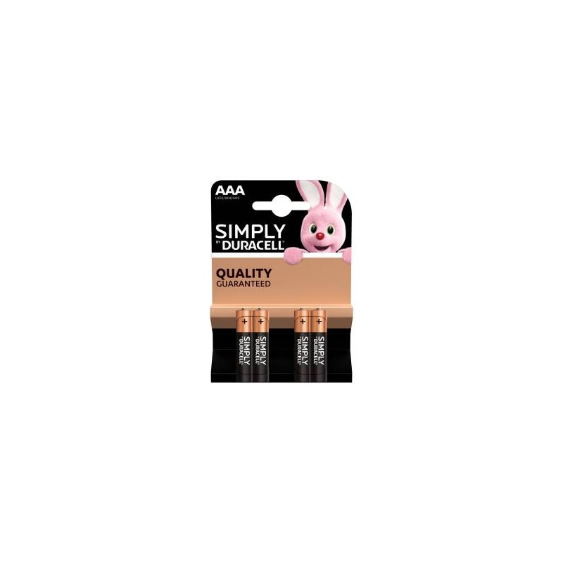 (1 Confezione) Duracell Simply Batterie 4pz MiniStilo LR03 MN2400 AAA