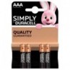 (1 Confezione) Duracell Simply Batterie 4pz MiniStilo LR03 MN2400 AAA