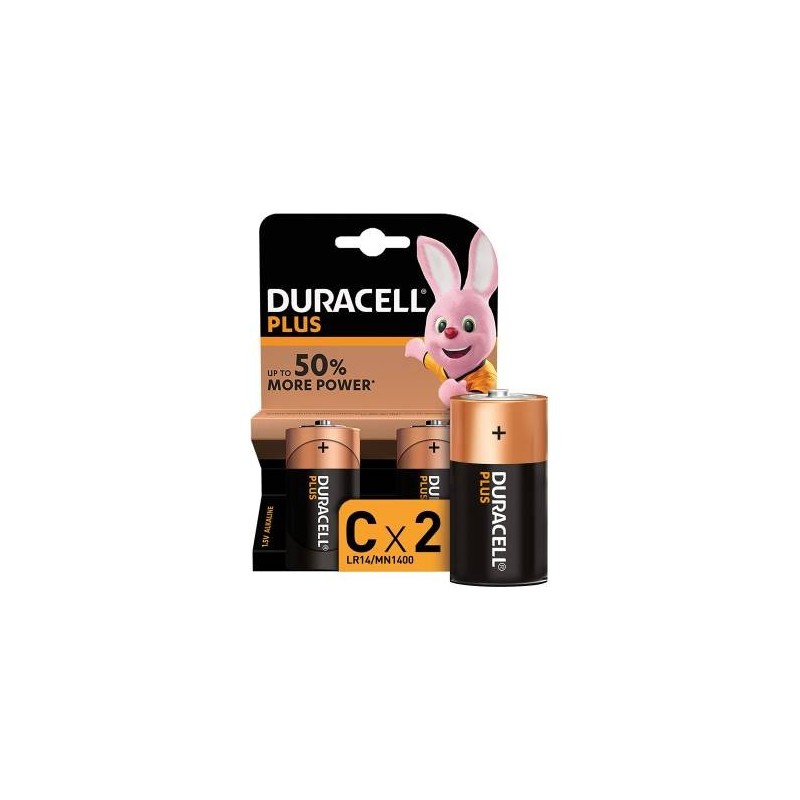 (1 Confezione) Duracell Plus Batterie 2pz Mezza Torcia LR14 MN1400 C